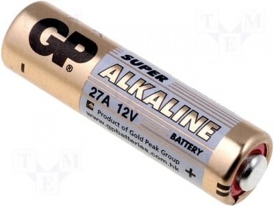 Батерия GP A27A BAT-27A Батерия: алкална; 27A,8LR50,A27,MN27; 12V; O8x28mm